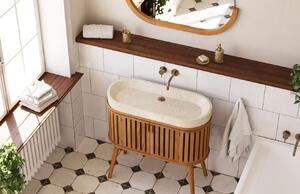 Teak fürdőszoba szekrény terrazzo mosdóval Kave Home Rokia 90 x 40 cm