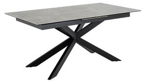 Asztal Oakland 903, Fekete, Szürke, 76x90x168cm, Hosszabbíthatóság, Kerámia, Edzett üveg, Fém