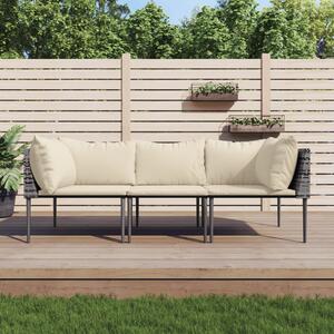 3 részes szürke polyrattan kerti ülőgarnitúra párnákkal