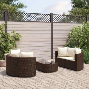 5 részes barna polyrattan kerti ülőgarnitúra párnával