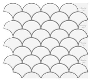 PIPPER | Felragasztható csempe - 3D mozaik - Fehér legyező 28,5 x 25,5 cm
