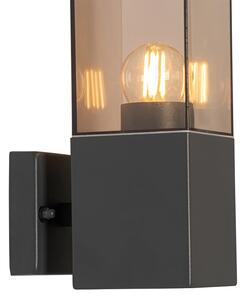Modern kültéri fali lámpa sötétszürke füsttel - Malios