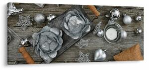 Kép - ezüst karácsonyi dekoráció (120x50 cm)