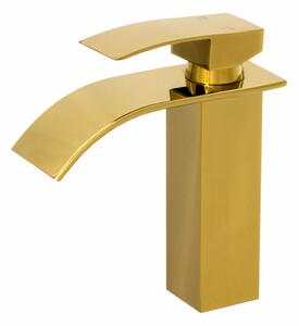 Elva mosdó csaptelep vízesés alakú vízsugárral arany, beépíthető