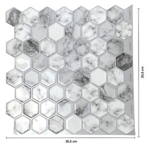 PIPPER | Felragasztható csempe - 3D mozaik - Márvány hatszögek 30,5 x 30,5 cm