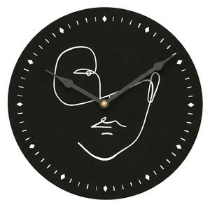 Fali óra LINE FACE 29 cm, fekete