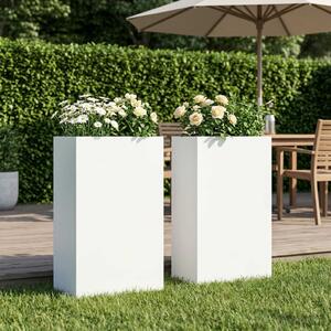 Kerti cserép 2 db Fehér 40 x 20 x 75 cm Hidegen hengerelt acél