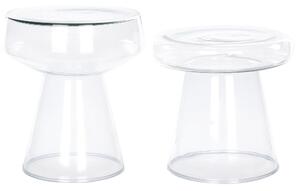 Átlátszó üveg kisasztal kétdarabos szettben LAGUNA/CALDERA