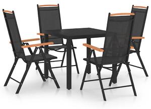 5 részes fekete alumínium kerti étkezőgarnitúra