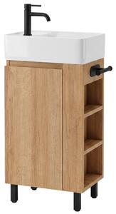 Rea Astra, mosdószekrény 430x260x825 mm kerámia mosdóval, barna/fehér, REA-M0404