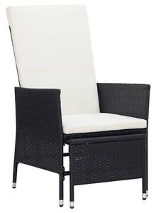 Fekete dönthető háttámlás polyrattan kerti szék párnákkal
