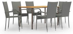 7 részes szürke polyrattan kerti étkezőgarnitúra