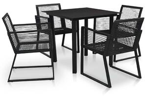5 részes fekete PVC rattan kültéri étkezőgarnitúra