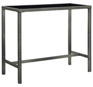 Szürke polyrattan és üveg kerti bárasztal 130 x 60 x 110 cm