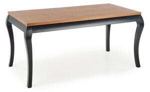 Asztal Houston 1202, Sötét tölgy, Fekete, 76x90x160cm, Hosszabbíthatóság, Természetes fa furnér, Váz anyaga, Bükkfa