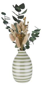 CARO váza, fehér-zöld csíkos Ø 9cm