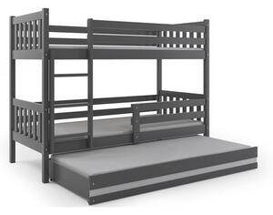 Gyermek emeletes ágy kihúzható ággyal CARINO 190x80 cm Szürke