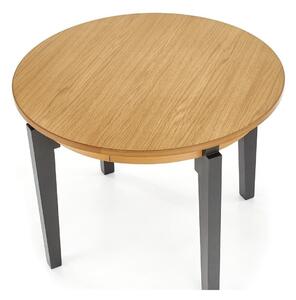 Asztal Houston 785, Mézes tölgy, Grafit, 77cm, Hosszabbíthatóság, Közepes sűrűségű farostlemez, Természetes fa furnér, Váz anyaga, Bükkfa, Tölgy