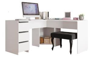 Sarok íróasztal Trenton 136Fiókos, 74x142x142cm, Fehér