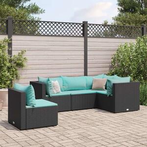 VidaXL Polyrattan Kerti Ülőgarnitúra - 5 részes - Fekete