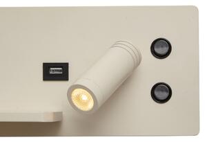 2 darabos bézs fali lámpa szett LED-del, USB-vel és indukciós töltővel - Riza