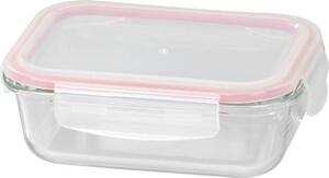 Tárolóedény MagicHome, Téglalap alakú, 650 ml, fedéllel, Clip, üveg