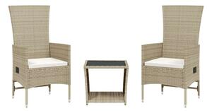 VidaXL Polyrattan Kerti Étkezőgarnitúra - 3 részes