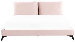 Rózsaszín bársony franciaágy 180 x 200 cm MELLE