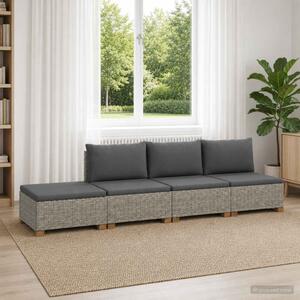 4 db Rattan Kerti Bútor Készlet Párnákkal GENDT Kubu Szürke