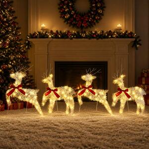 Karácsonyi rénszarvas 4 db 80 LED Meleg fehér 43 x 19 x 65 cm