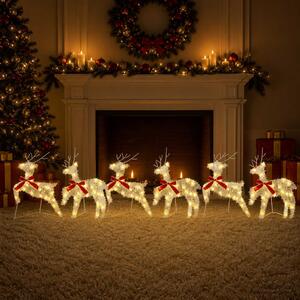 Karácsonyi rénszarvas 6 db 80 LED Meleg fehér 43 x 19 x 65 cm