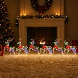 Karácsonyi rénszarvas 6 db 80 LED Többszínű 43 x 19 x 65 cm