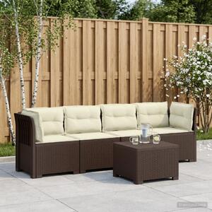 4 fős kertkanapé párnákkal Rattan hatású PP Barna