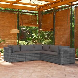 VidaXL Polyrattan Kerti Ülőgarnitúra - 5 részes - Szürke