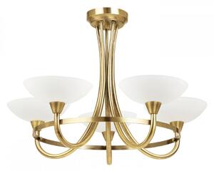 ENDON Cagney Cagney 5lt Semi flush Antique brass plate & white glass 5 x 33W G9 clear capsule - ED-CAGNEY-5AB