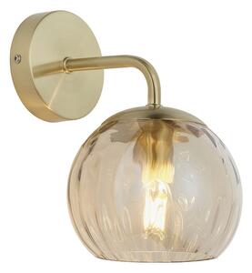 ENDON Dimple Dimple 1lt Wall Satin brass plate & champagne lustre glass 25W E14 golf - ED-91970