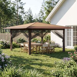 Pavilon 4 Oldalfallal 4 x 4 m Beige és barna