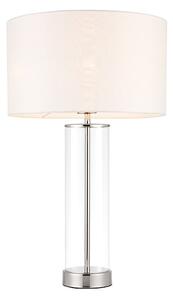 ENDON Lessina Lessina 1lt Table Bright nickel plate, clear glass & vintage white fabric 40W E27 GLS - ED-70600