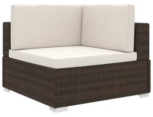 VidaXL 1 db barna polyrattan moduláris sarokfotel párnákkal
