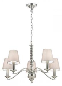 ENDON Astaire Astaire 5lt Pendant Satin nickel plate & natural fabric 5 x 40W E14 candle - ED-ASTAIRE-5SN