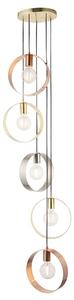 ENDON Hoop Hoop 5lt Pendant Brushed brass, nickel & copper plate 5 x 40W E27 GLS - ED-81923