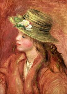Reprodukció Young Girl in a Straw Hat, c.1908, Pierre Auguste Renoir