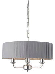 ENDON Highclere Highclere 3lt Pendant Bright nickel plate & charcoal fabric 3 x 40W E14 candle - ED-94394