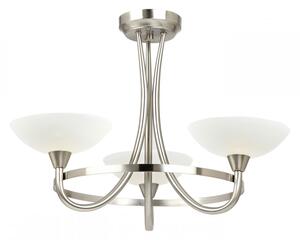 ENDON Cagney Cagney 3lt Semi flush Satin chrome plate & white glass 3 x 33W G9 clear capsule - ED-CAGNEY-3SC