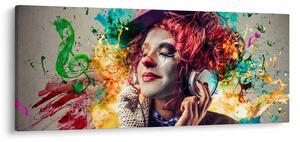 Kép - Női művész fejhallgatóval (120x50 cm)