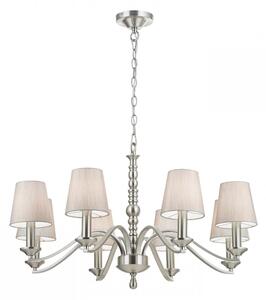 ENDON Astaire Astaire 8lt Pendant Satin nickel plate & natural fabric 8 x 40W E14 candle - ED-ASTAIRE-8SN