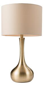 ENDON Piccadilly Piccadilly 1lt Table Soft brass plate & taupe fabric 40W E14 candle - ED-61191