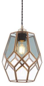 ENDON Ripley Ripley 1lt Pendant easyfit Antique solid brass & clear/smoked glass 10W LED E27 or B22 - ED-73296