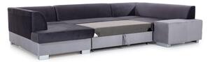 HAVANIS ágyazható U alakú ülőgarnitúra, 320x73x167/207 cm, berlin 02/soft 011 black, jobbos