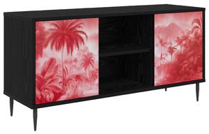 TV szekrény AACHEN 102 x 33 x 51 cm Fekete Tölgy Szerelt Fa